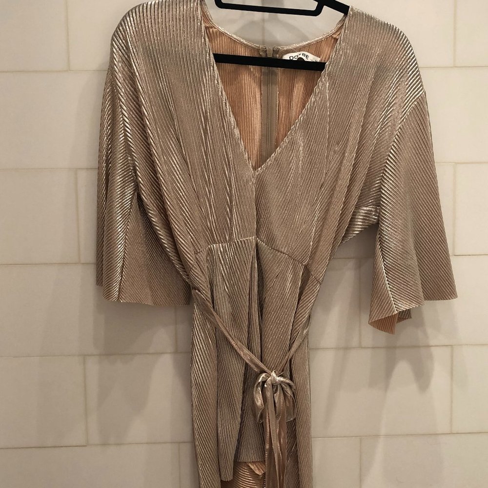 Hit the Town In This Metallic Gold Romper